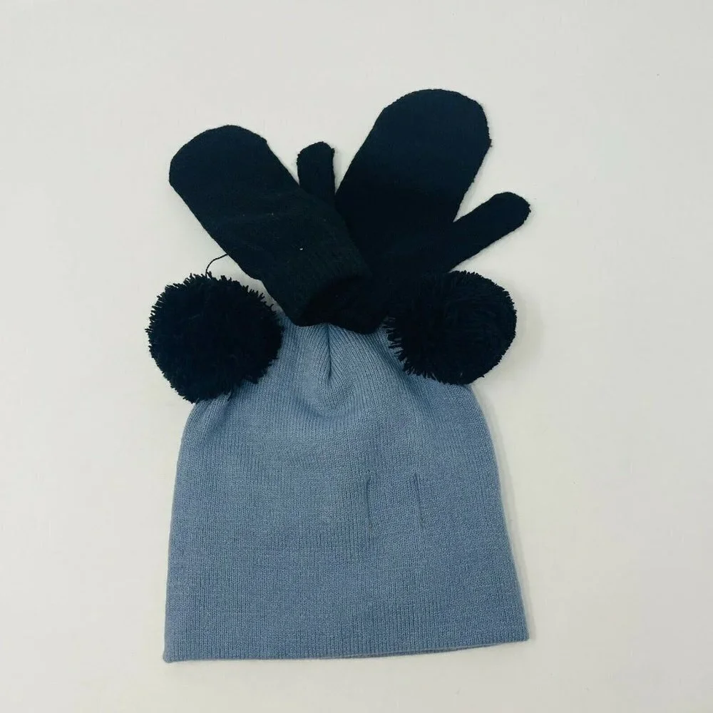 Harper Canyon Unisex Toddler One Size Raccoon Pom Pom Beanie Hat and Mittens 182